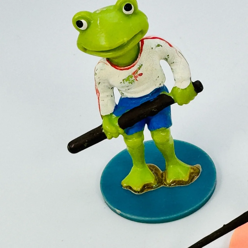 Vintage Frogs Playing Sports Plastic Figures Cake Toppers Golf Baseball Tennis